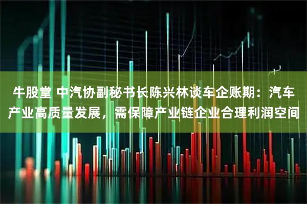牛股堂 中汽协副秘书长陈兴林谈车企账期：汽车产业高质量发展，需保障产业链企业合理利润空间
